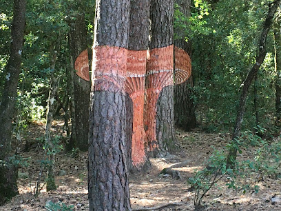 mushrooms painted on trees 5